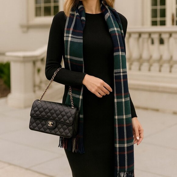 Vince Preppy Fall Ribbed Long Sleeve Sweater Knit Bodycon Midi Dress Black XS - Picture 7 of 12